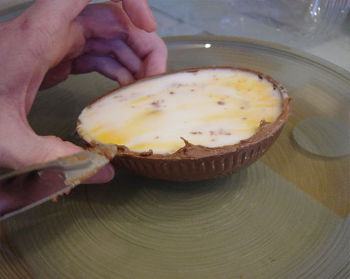 Guy makes huge cadburry egg